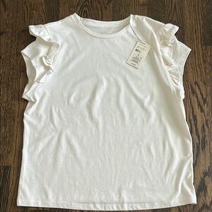 White Ruffle Sleeve Top Medium